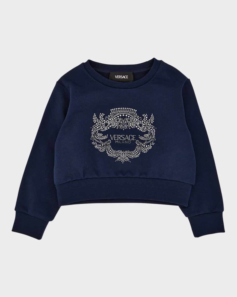 Girl's Sweatshirt W/ Embellished Logo Crest, Size 2-5